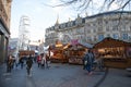 Views of a Christmas Market on Fargate in Sheffield in the UK Royalty Free Stock Photo