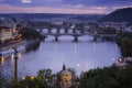 Views of the city and the bridge over the Vltava