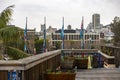 Views of downtown from pier 39 of the fisherman\'s harbor in the city of San Francisco, in the state of California. Royalty Free Stock Photo