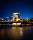 Views of the European city of Budapest illuminated at night