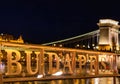 Views of the European city of Budapest illuminated at night