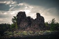 Views of fields covered with lava and plants on the horizon Royalty Free Stock Photo