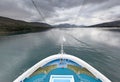 Cruise ship enters to fjord, Akureyri - Iceland Royalty Free Stock Photo