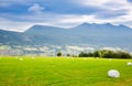 Views of the fjord and green fields in Norway Royalty Free Stock Photo