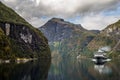 Views of the geiranger fjord from the cruise, in Norway