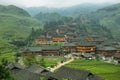 Views of green Longji terraced fields and Dazhai village Royalty Free Stock Photo