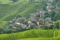 Views of green Longji terraced fields and Dazhai village