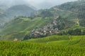 Views of green Longji terraced fields and Tiantouzhai village Royalty Free Stock Photo