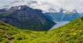 Views of Hjorundfjorden from Urke ridge trail Urkeega, Norway