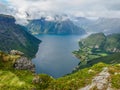 Views of Hjorundfjorden from Urke ridge trail Urkeega, Norway