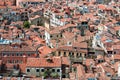 Views of the houses Venice with red tile roofs