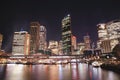 Views of illuminated building city and train station at circular