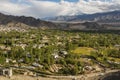 Views of Leh city from Shanti Stupa Ladakh ,India Royalty Free Stock Photo