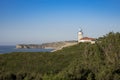 Views of the lighthouse of Punta del Torco de Afuera in Suances, Cantabria, Spain.