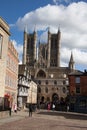 Views of Lincoln Cathedral and the Exchequer Gate in Lincoln in the UK