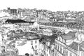 Views of Lisbon. Graphic. engraving. black and white.