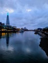 Views of London at night River and the shard