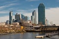 Views of Long Island City from Gantry Plaza State Park. Pepsi sign. November 2018.