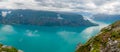 Views of LustraFjord from Molden hike in Norway Royalty Free Stock Photo