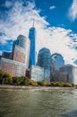 Views of Manhattan from the ferry. Royalty Free Stock Photo