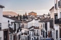 Views of the medieval village of Ronda with white Andalusian houses and the gothic style church of Santuario de Maria