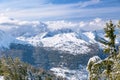 Views of Mont Blanc in the clouds. Royalty Free Stock Photo