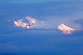 Views of the Mont Blanc glacier from Lac Blanc. Popular tourist attraction. Picturesque and gorgeous mountain scene.