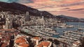 Views of Monte Carlo marina in Monaco at Sunset Royalty Free Stock Photo