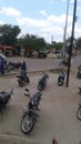 Views of motorbikes parking in the street
