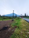 views of nature and Mount Sindoro, Wonosobo, Central Java, Indonesia? Royalty Free Stock Photo