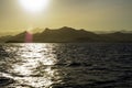 Views of the island of Naxos, the city of Naxos, the Temple of Apollo and the mountain system, Naxos, Cyclades, Greece Royalty Free Stock Photo