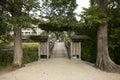 Views of an old Japanese style house with its garden and a small lake in Yanagawa, Fukuoka, Japan. Royalty Free Stock Photo