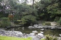 Views of an old Japanese style house with its garden and a small lake in Yanagawa, Fukuoka, Japan. Royalty Free Stock Photo