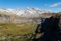 Views of Ordesa National Park with the peaks of Monte Perdido, AÃÂ±isclo, Punta Olas, Cilindro del Marbore snow-capped