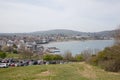 Views overlooking the beach and seafront of Swanage in Dorset in the UK