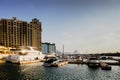 Views of Palm Jumeirah island with ships