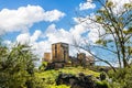 Alcala de Guadaira castle with blue sky and white clouds