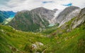 Views of peaks and glacier from Kattanakken, Jostedalsbreen National Park, Norway