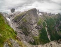 Views of peaks and waterfalls fromKattanakken, Jostedalsbreen National Park, Norway Royalty Free Stock Photo