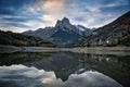 Views of the PeÃÂ±a Foratata peak and Lanuza town from the lake