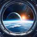 Views of planet earth from the space Visit of the terrestrial digital illustration Royalty Free Stock Photo