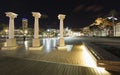 Views of the promenade of the city of Alicante at night.