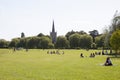 Views of the recreation grounds on the banks of The River Avon at Stratford upon Avon in Warwickshire in the UK