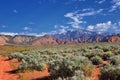 Views of Red Mountain Wilderness and Snow Canyon State Park from the  Millcreek Trail and Washington Hollow by St George, Utah in Royalty Free Stock Photo