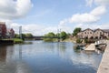 Views of the River Exe and Cricklepit Bridge in Exeter, Devon in the UK Royalty Free Stock Photo