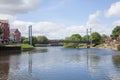 Views of the River Exe and Cricklepit Bridge in Exeter, Devon in the UK Royalty Free Stock Photo
