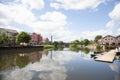 Views of the River Exe and Cricklepit Bridge in Exeter, Devon in the UK Royalty Free Stock Photo
