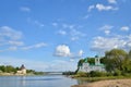 Views of the river Great bridge, 50 years of October, the Church Royalty Free Stock Photo