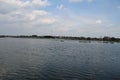 Views of the river and white cloudy sky