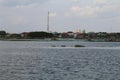 Views of the river and white cloudy sky